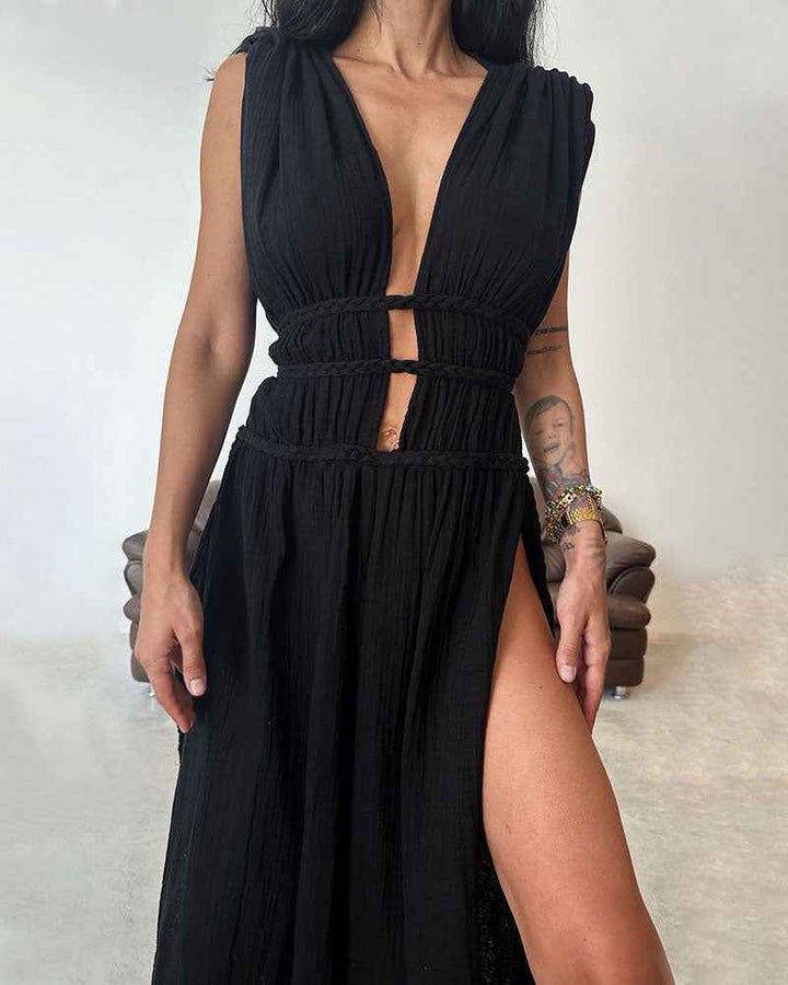 Zolla – Strukturiertes Kleid mit Schlitz