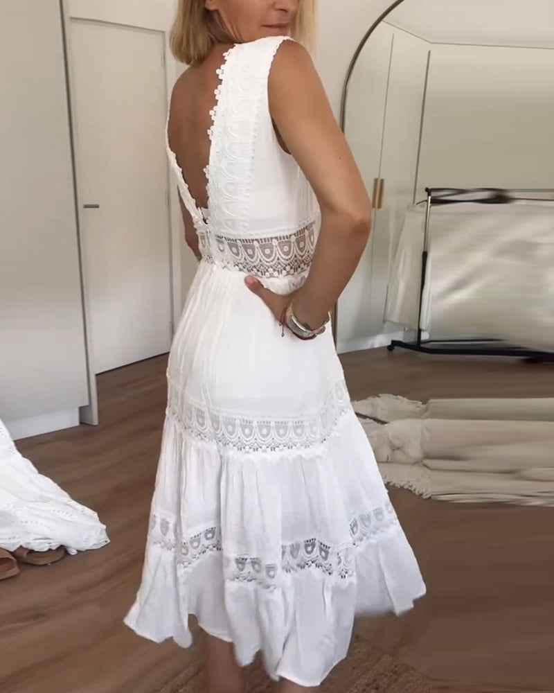 Circe – Spitzen-Trägerkleid mit V-Ausschnitt