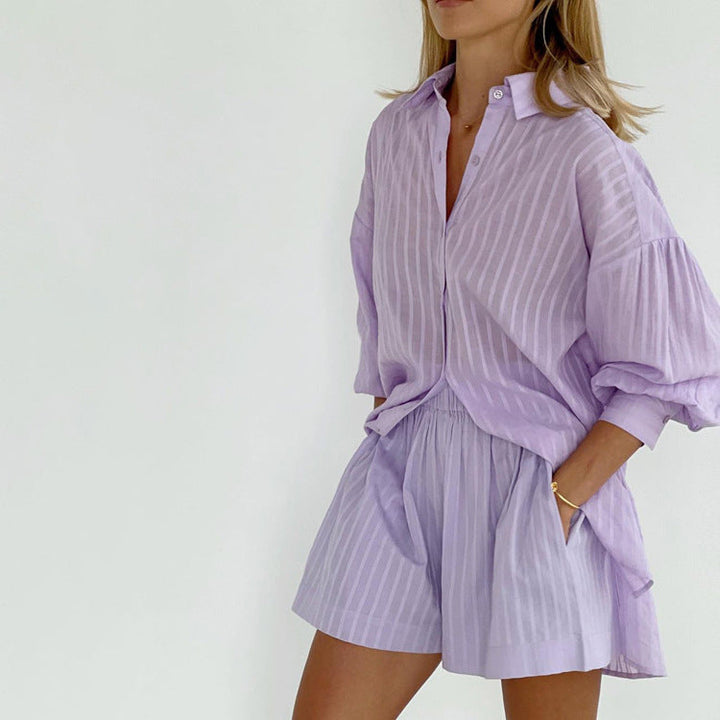 Viola – Set aus Button-down-Shirt und luftigen Shorts