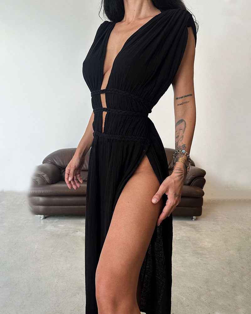 Zolla – Strukturiertes Kleid mit Schlitz
