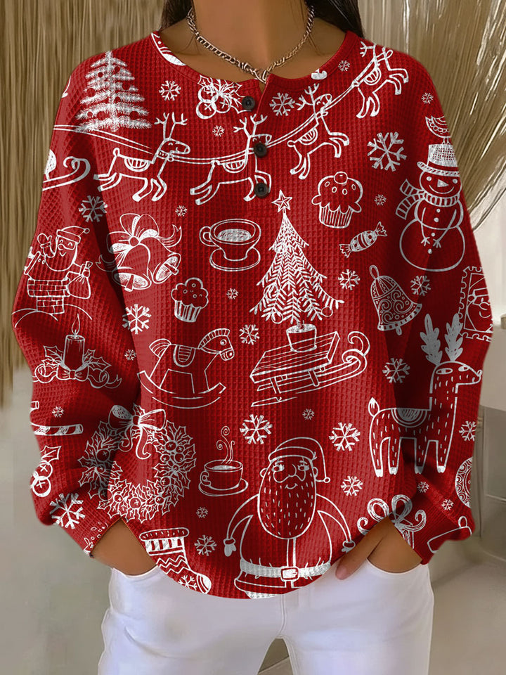 Charline – Roter Weihnachtspulli mit weißem Muster
