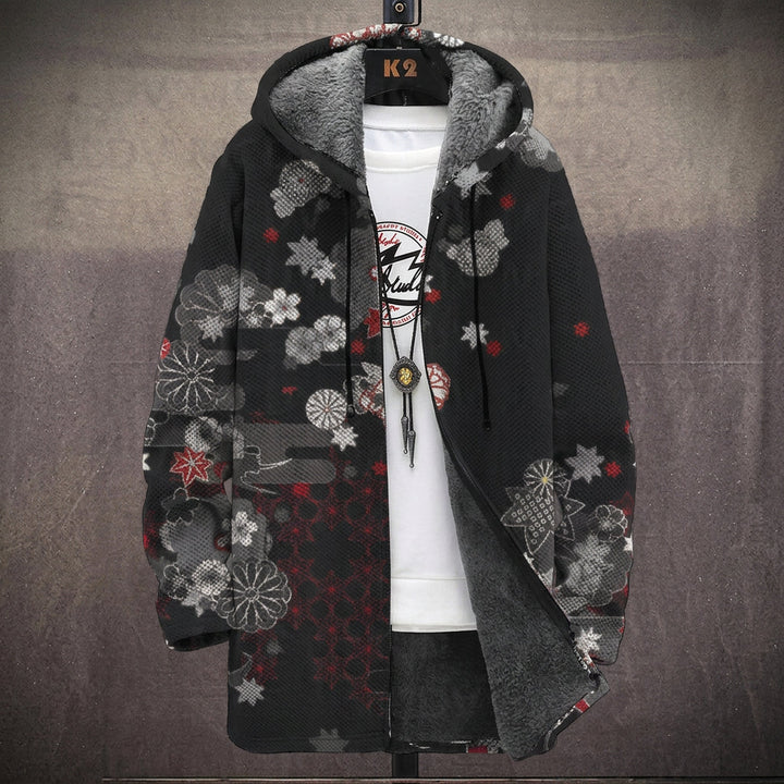 Nadine – Kapuzenmantel mit asiatischen Mustern, neun Prints