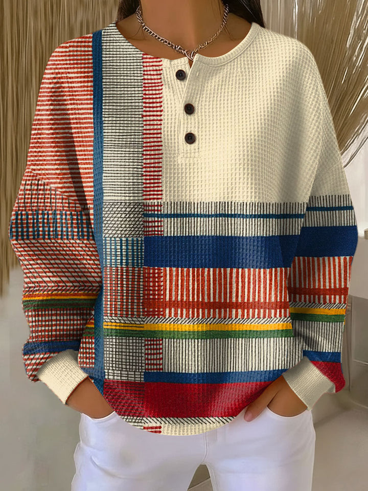 Marguerite – Gestreifter Pullover mit Farbflächen